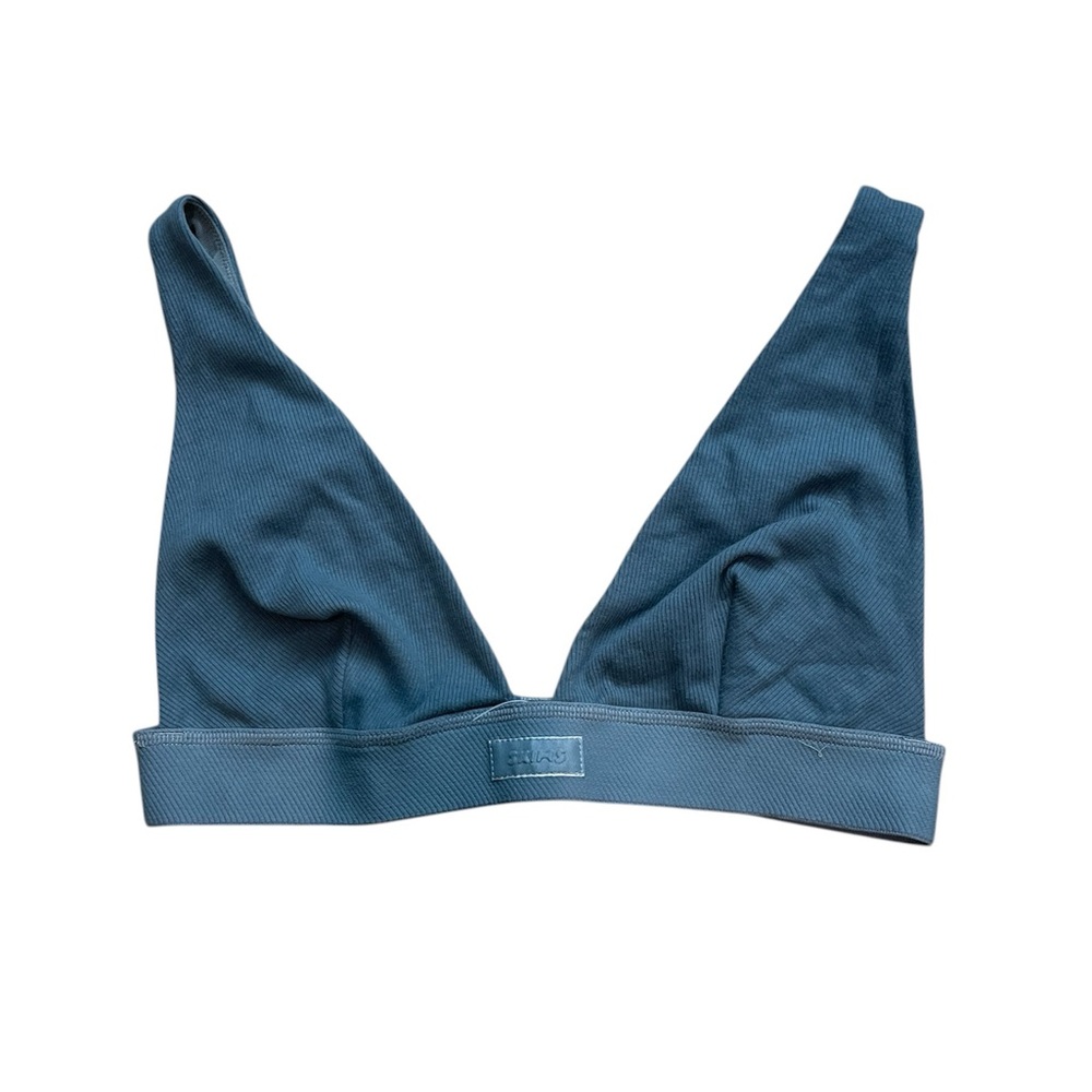 SKIMS Ribbed Triangle Bralette in Teal Blue